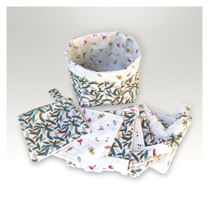 lingettes réutilisables éponge de bambou
panier tissu coton
Création Les Bobines de Coco
fabrication artisanale France