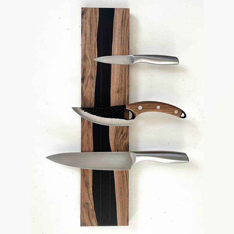 Porte couteau noyer / Epoxy aimanté