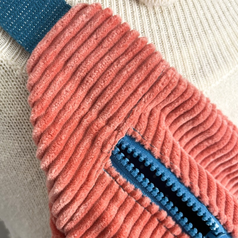 Sac banane Femme en velours côtelé rose - Fait main en France - modèle unique