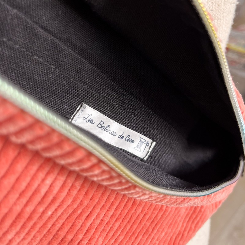 Sac banane Femme en velours côtelé rose - Fait main en France - modèle unique