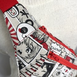 Sac banane Femme en coton imitation lin imprimé - Fait main en France - modèle unique