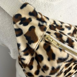 Sac banane Femme en tissu velours ras léopard- Fait main en France - modèle unique