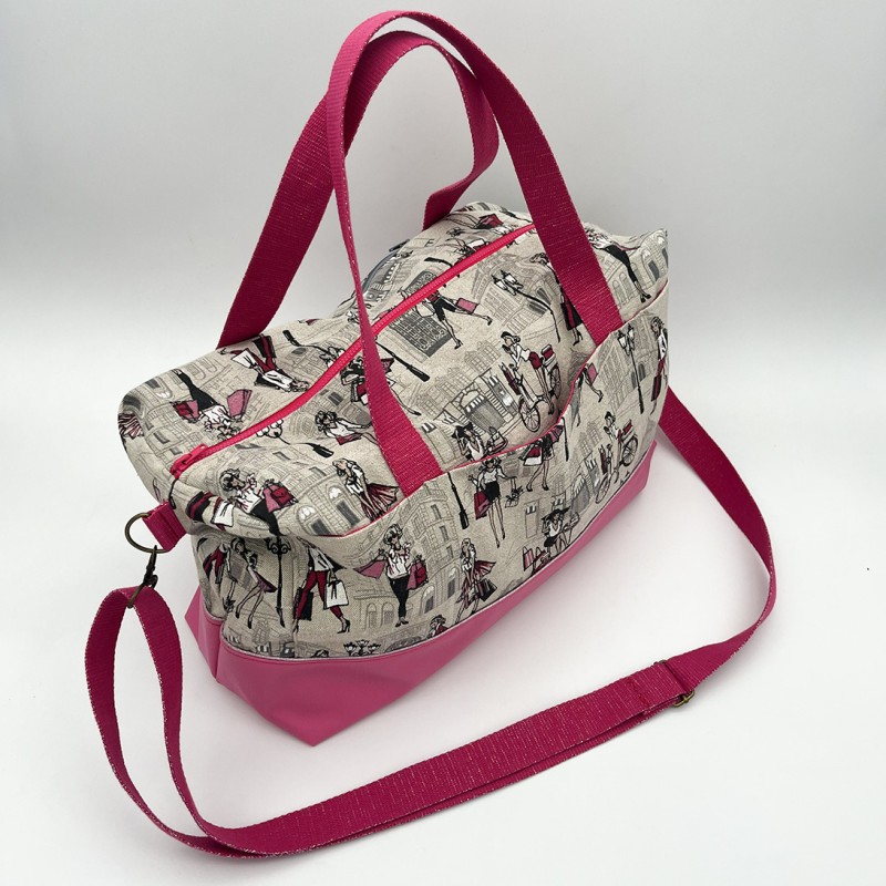 Sac de voyage georges en coton lin  - Fait main en France - modèle unique