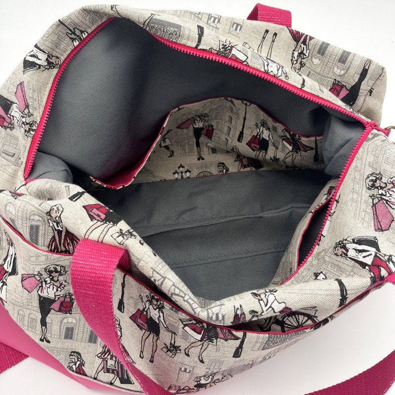 Sac de voyage georges en coton lin  - Fait main en France - modèle unique