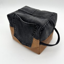 trousse toilette jeans noir up recyclé simili cuir