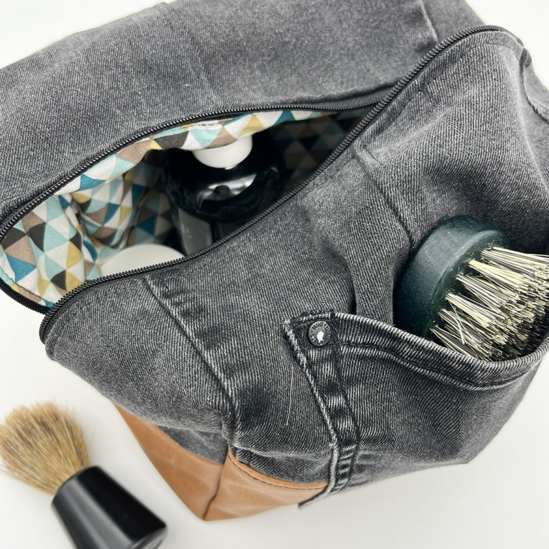 trousse toilette jeans noir up recyclé simili cuir