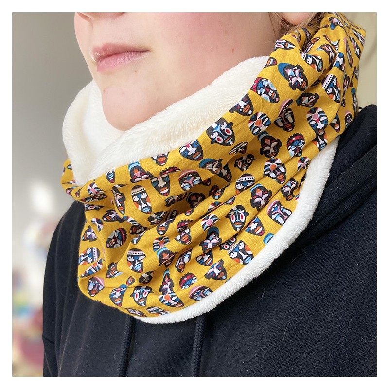 Snood Tour du cou, en polaire et coton imprimé. Pour adulte
Les Bobines de Coco