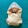 Cape sortie de bain en coton éponge imprimé panda et de 2 bavoirs coton imprimé panda - Fabrication artisanale en France