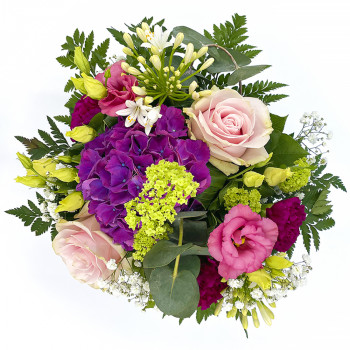 Bouquet de fleurs rond composition florale couleurs vives et printanières - Fleurs et Passion - Celles-sur-Belle