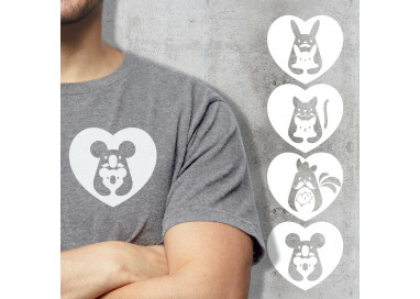 Tee-shirt gris en coton avec visuel original "Cœur de papa" blanc - Spécial Fête des Pères
