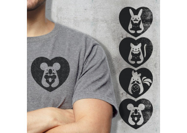 Tee-shirt gris en coton avec visuel original "Cœur de papa" noir - Spécial Fête des Pères