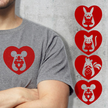 Tee-shirt gris en coton avec visuel original "Cœur de papa" rouge - Spécial Fête des Pères
