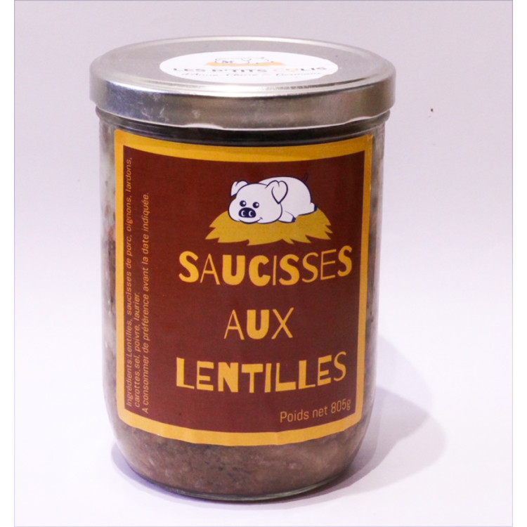 Saucisses aux lentilles en bocal