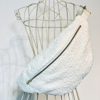 Sac banane Femme en tissu coton bouclé - Fait main en France - modèle unique