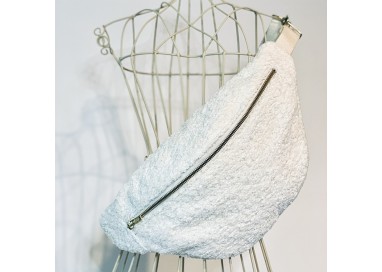 Sac banane Femme en tissu coton bouclé - Fait main en France - modèle unique