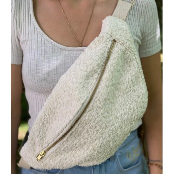 Sac banane Femme en tissu coton bouclé - Fait main en France - modèle unique