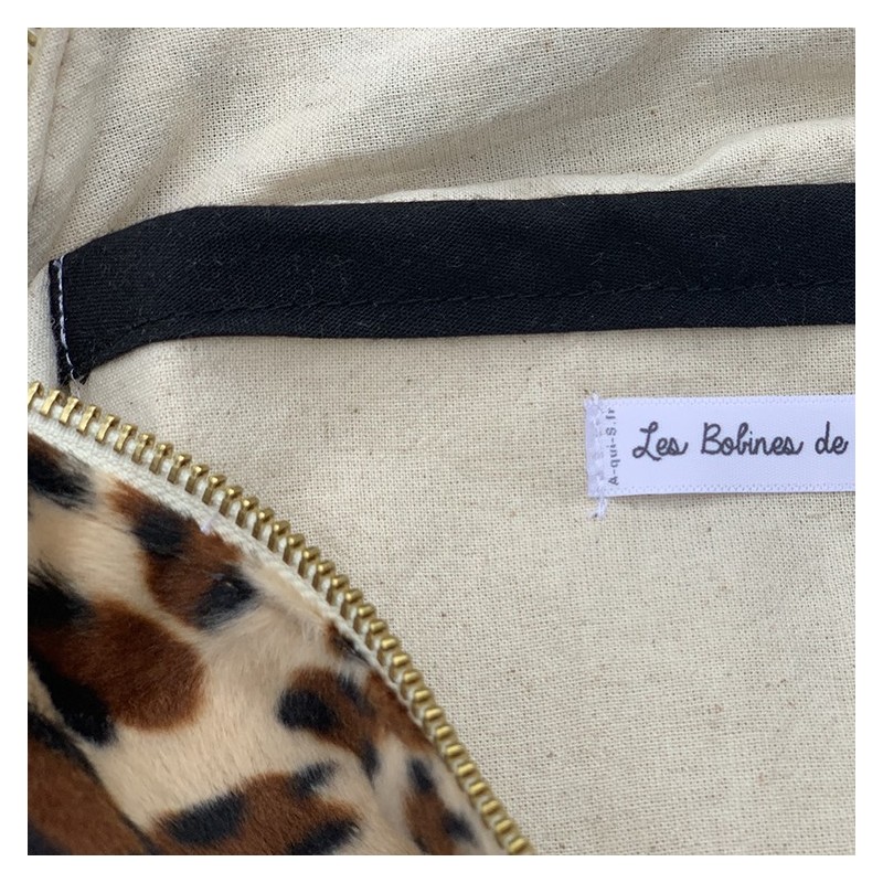 Sac banane Femme en tissu velours ras léopard- Fait main en France - modèle unique