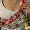 Sac banane Femme en coton imitation lin imprimé - Fait main en France - modèle unique