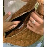 Sac banane Femme en matelassé or brun  - Fait main en France - modèle unique