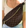 Sac banane Femme en matelassé noir  - Fait main en France - modèle unique
