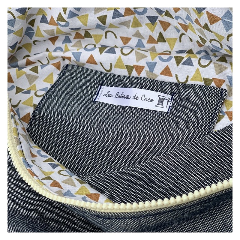 Sac banane Femme en coton imitation denim - Fait main en France - modèle unique
