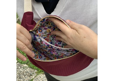 Sac banane Femme en velours cottelé - Fait main en France - modèle unique