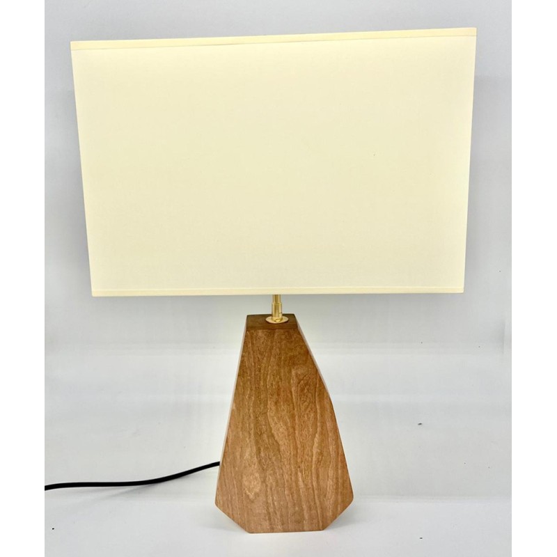 Lampe sur pied - Noyer massif - Abat-jour rectangle