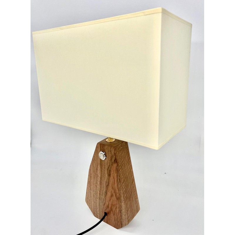 Lampe sur pied - Noyer massif - Abat-jour rectangle