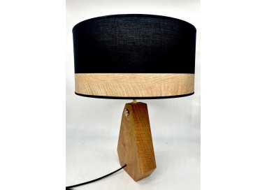 Lampe sur pied - création artisanale et modèle unique - Pied en noyer massif abat-jour rond