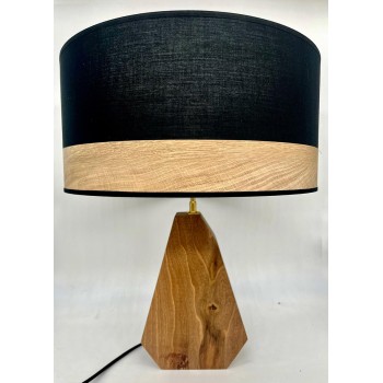 Lampe sur pied - création artisanale et modèle unique - Pied en noyer massif abat-jour rond