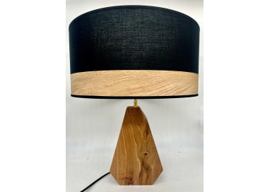 Lampe sur pied - création artisanale et modèle unique - Pied en noyer massif abat-jour rond