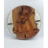 Horloge murale ronde ormeau/Epoxy blanc - Aiguilles Bois - Diamètre 46 cm Création artisanale - Modèle unique