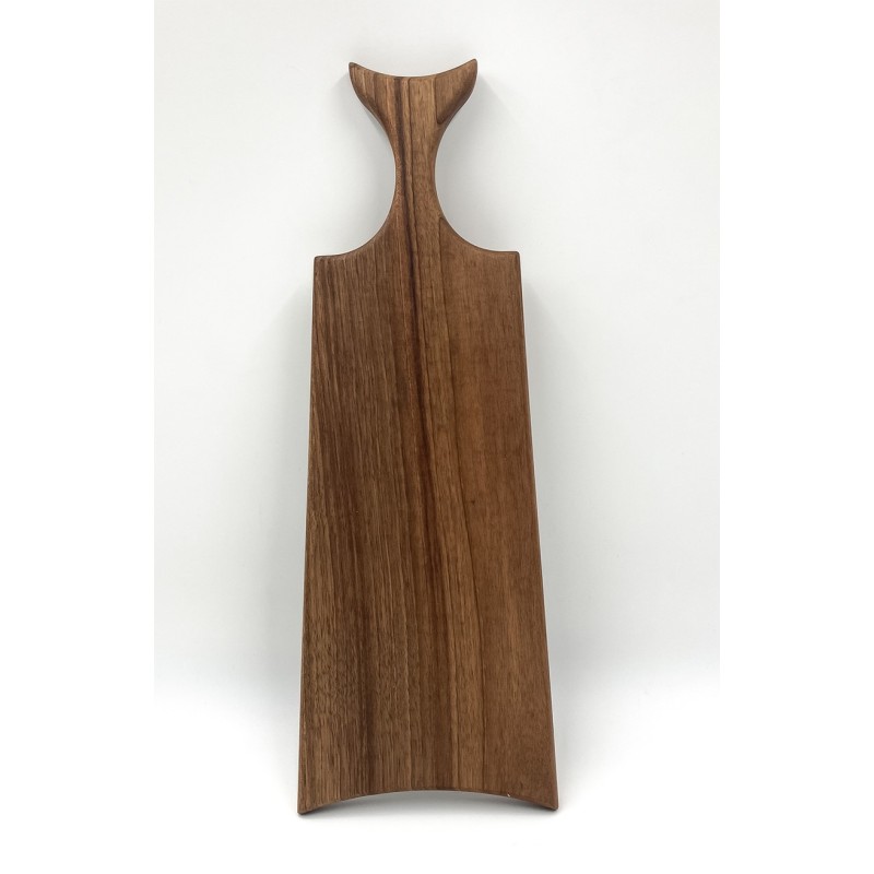 Planche de présentation / à découper en noyer massif, manche queue de poisson - 45 cm - Fabrication artisanale France