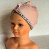 Serviette cheveu en éponge rose et liseret coordonné - Pou enfant - Une création Les Bobines de Coco