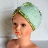 Serviette cheveu en éponge vert et liseret coordonné - Pour enfant - Une création Les Bobines de Coco